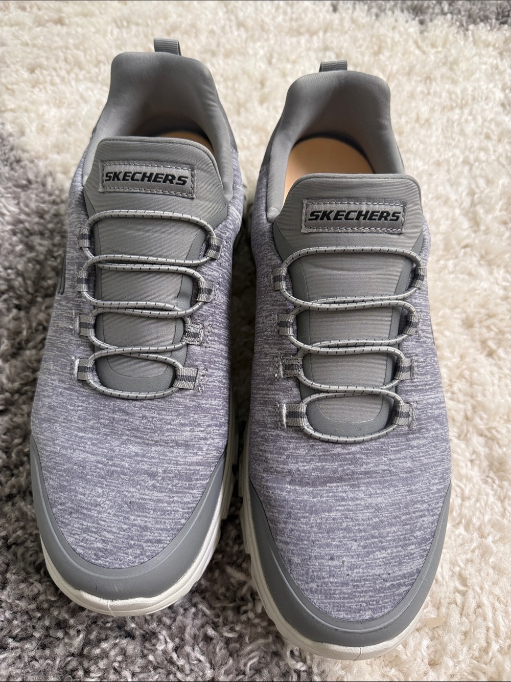 Skechers Men’s Slip-On Knit Sneakers in Gray